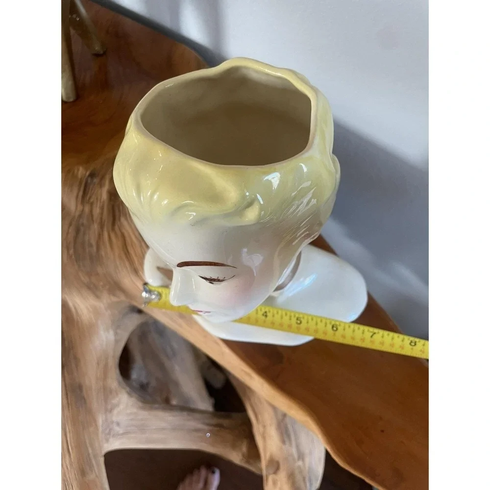 VTG MCM Deco Signed HORTON CERAMICS Head Vase Blonde Glamour Girl Original Scarf